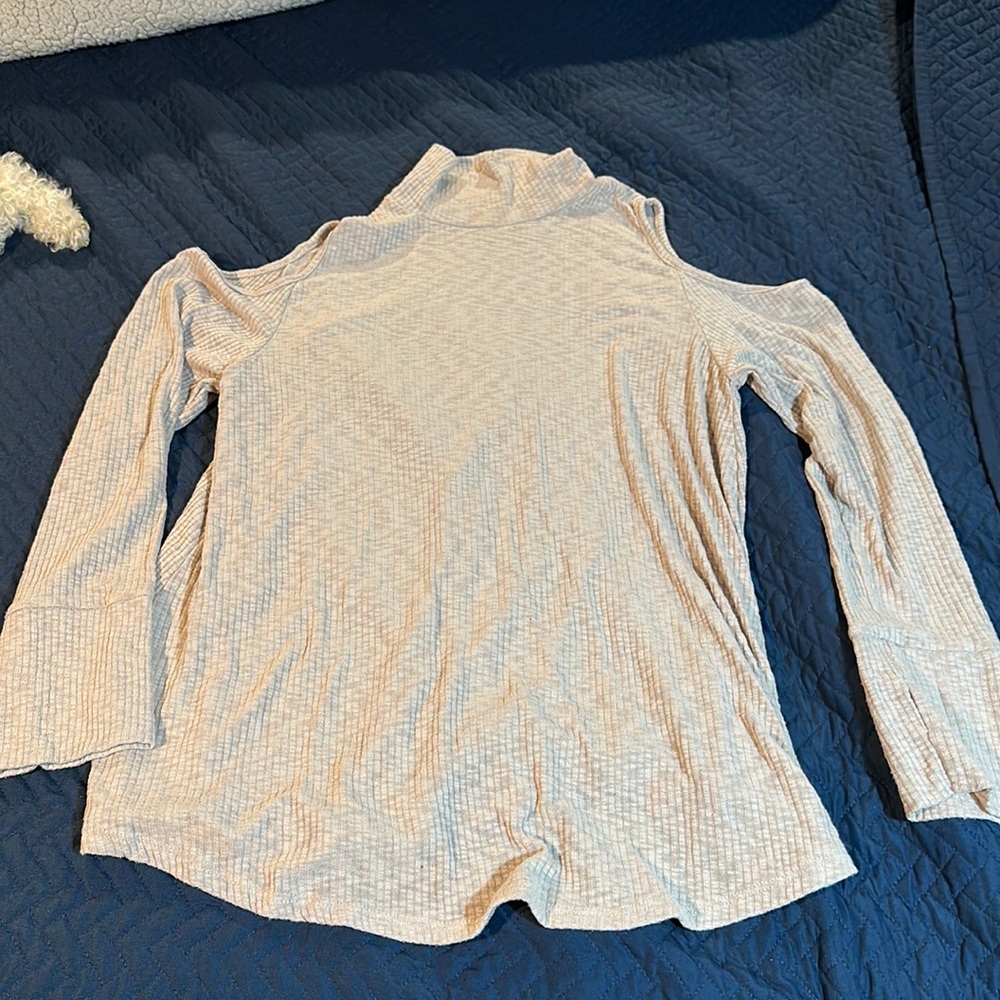 Worn Once Long Sleeve Top with a High Neck and Cut out for the Shoulders